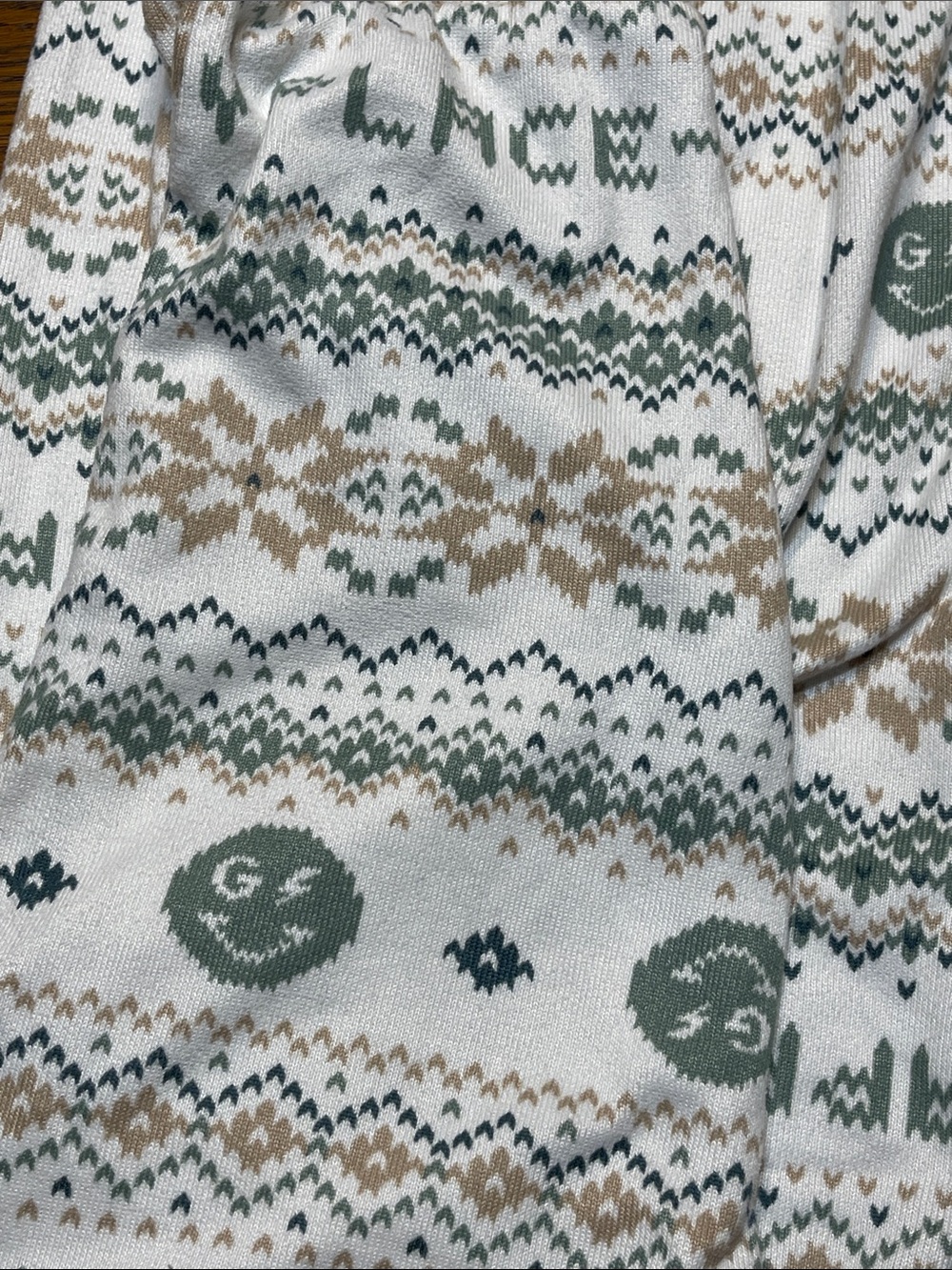 Cozy Patterned Lounge Pants in Cream, Sage & Tan - Picture 4 of 4